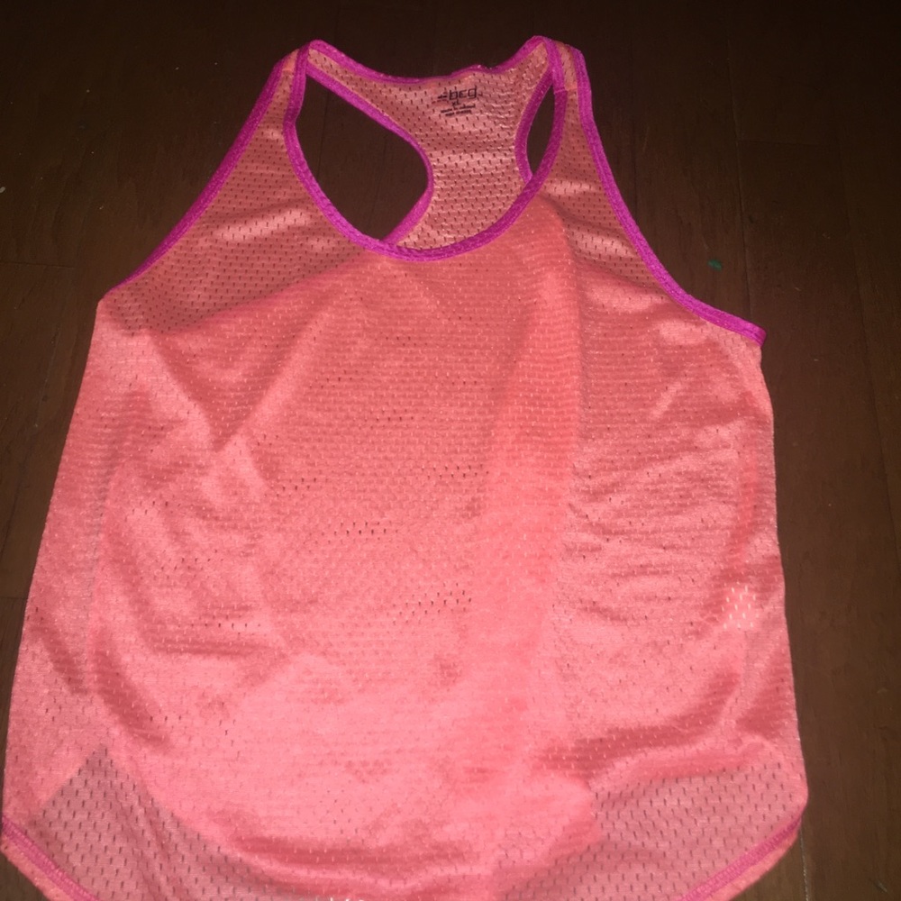 Orange and pink mesh tank